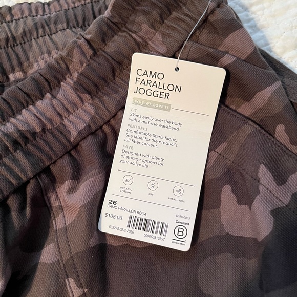 ATHLETA Camo Farallon Jogger Pants NWT! Sz 26 - Picture 5 of 9